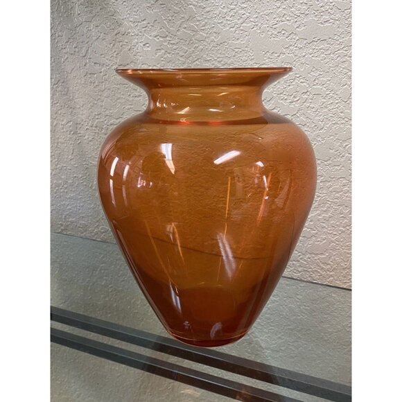 Blenko Glass Tangerine Orange Vase 8” Tall